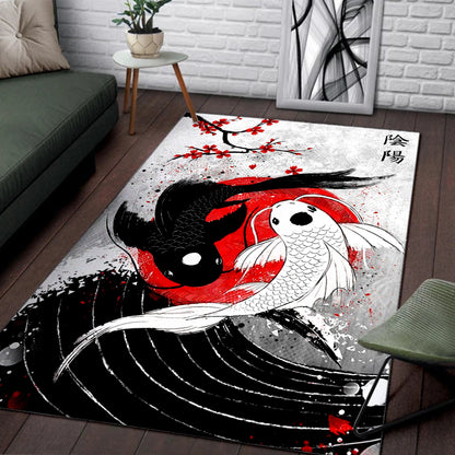 Koi Fish, Koi Pond Square Rug