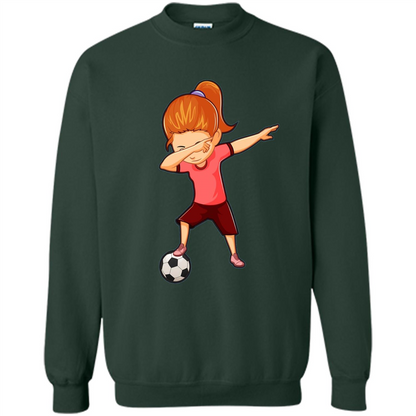 Soccer T-shirt For Girls Funny Dabbing Dab Dance Soccer Ball Forest Green
