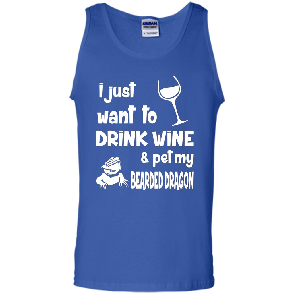 I Just Want To Drink Wine And Pet My Bearded Dragon T-shirt Royal