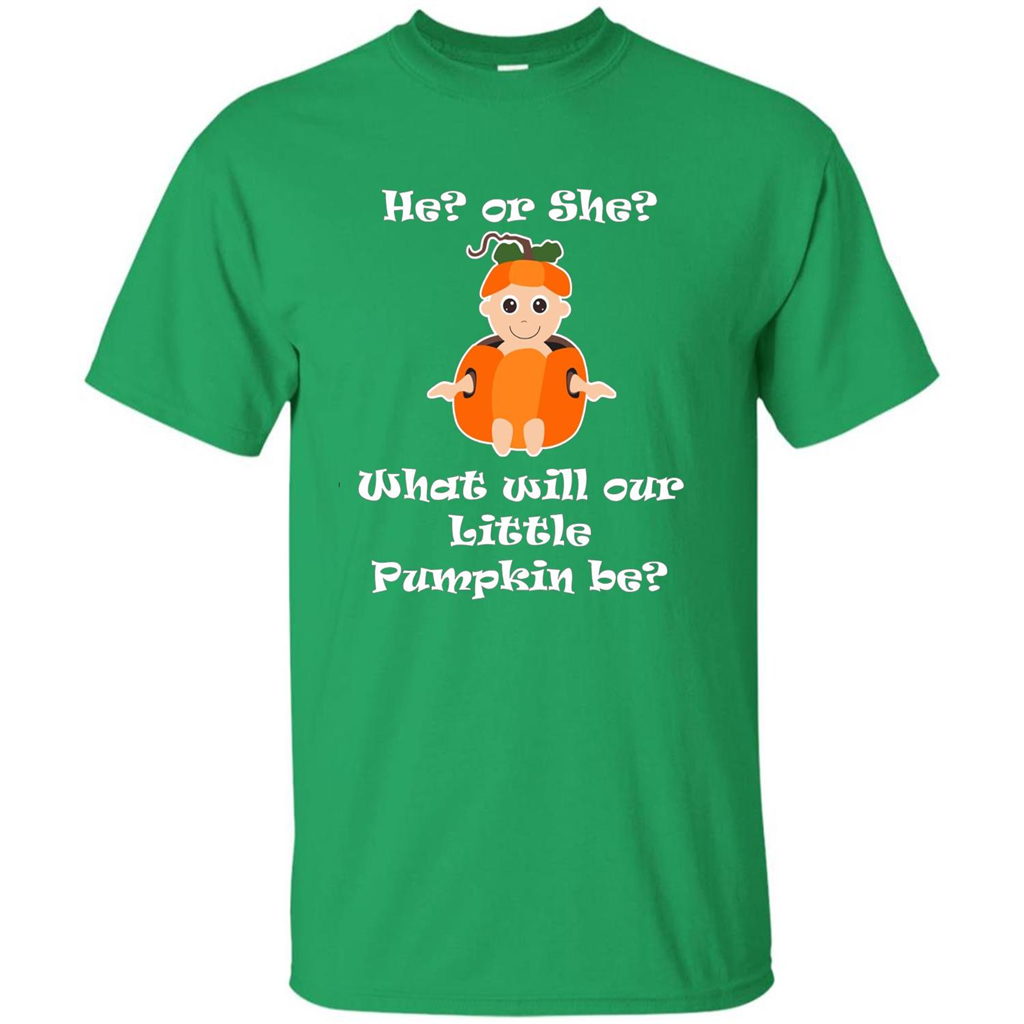 He Or She What Will Little Pumpkin Be Baby Shower T-shirt Irish Green