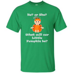 He Or She What Will Little Pumpkin Be Baby Shower T-shirt