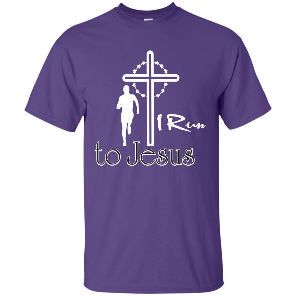Christian T-shirt I Run To Jesus T-shirt Purple