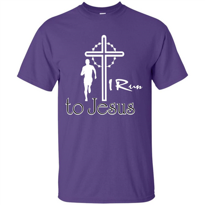 Christian T-shirt I Run To Jesus T-shirt Purple