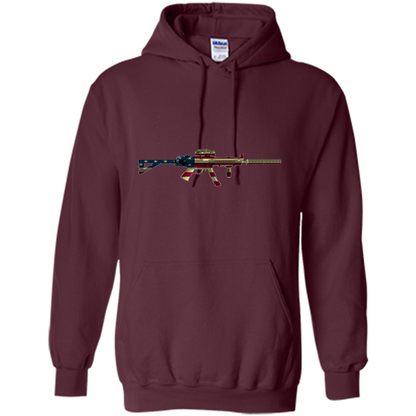 Assault Rifle Gun Flag Red White And Blue Gun T-shirt Maroon