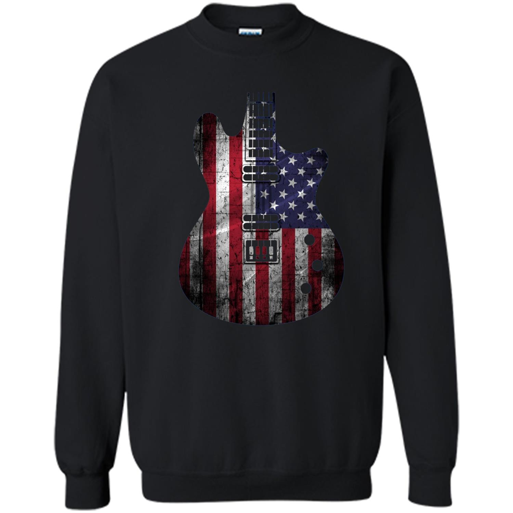 Independen Day T-shirt Guitar USA Flag Patriotic. 4th Of July T-shirt Black