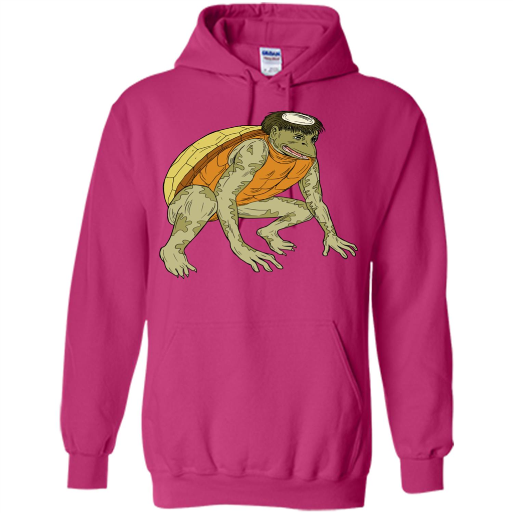 Kappa Monster Crouching Drawing T-Shirt Heliconia