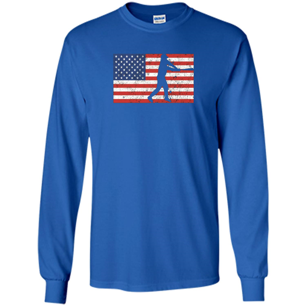 Funny Baseball Player American Flag T-shirt Royal
