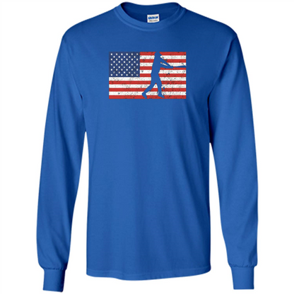 Funny Baseball Player American Flag T-shirt Royal