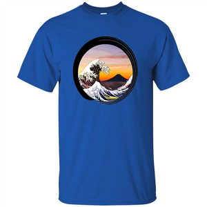 Classic Japanese Zen Art T-shirt, Kanagawa Great Wave Enso