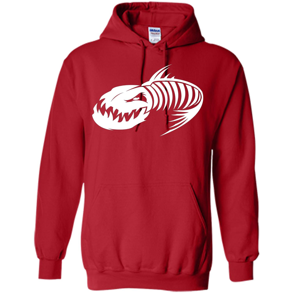 Fisherman Gift T-shirt Badass Fish Bone Skeleton Red