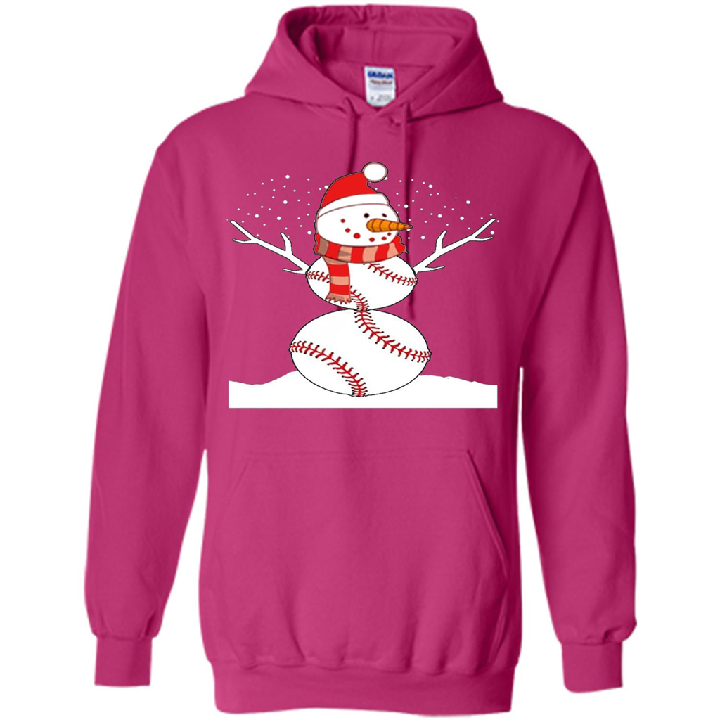 Cute Baseball Snowman Christmas T-Shirt Heliconia