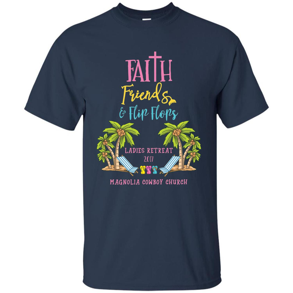 Ladies Beach Retreat 2017 T-shirt Faith Friends And Flip Flops Navy