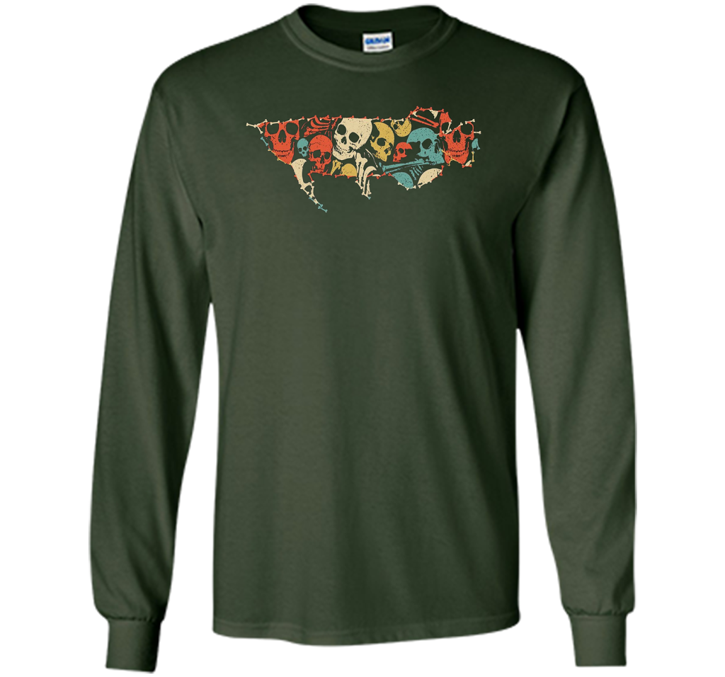 AROWANA Halloween T-shirt Skeleton Skull Vintage shirt Forest Green