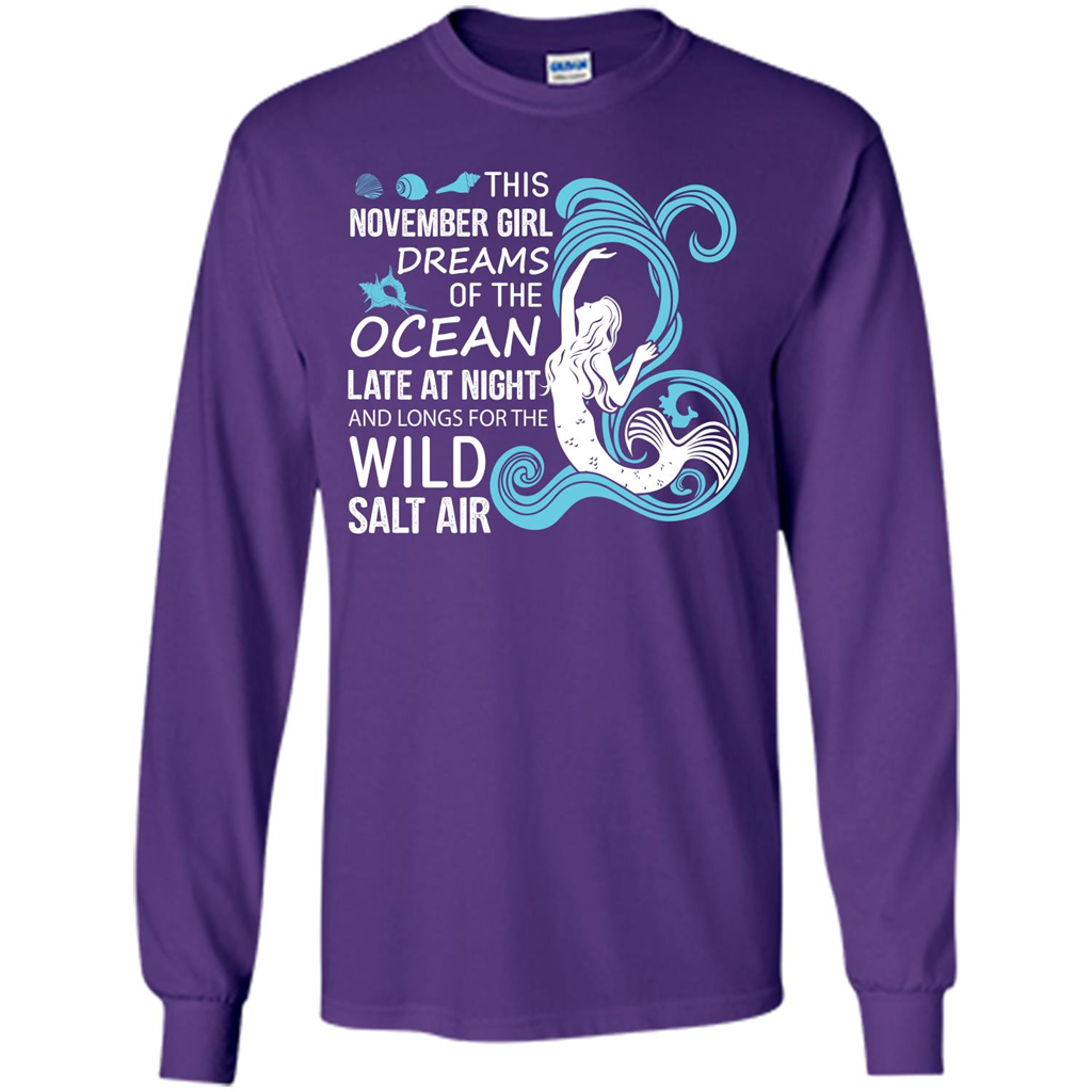 This November Girl Dreams Of The Ocean Late At Night T-shirt Purple