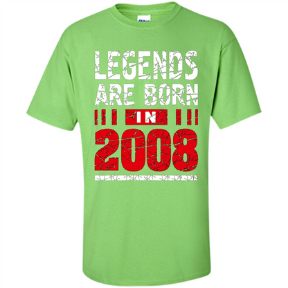 Birthday Gift T-shirt Legends Are Born In 2008 T-shirt Lime