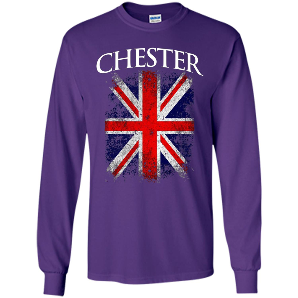 Chester England British Flag T-shirt Purple