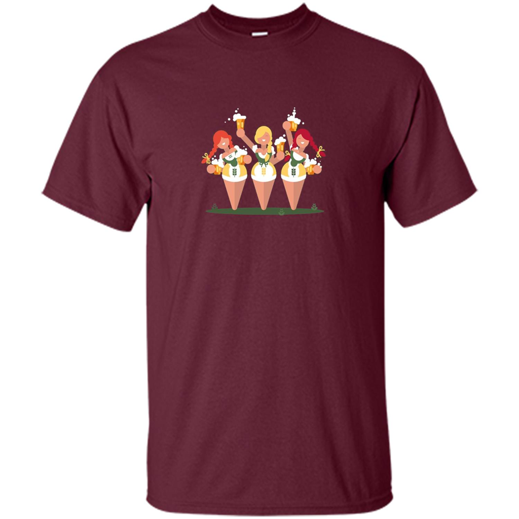 Girls with Steins Beers Oktoberfest T-shirt Maroon