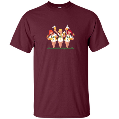 Girls with Steins Beers Oktoberfest T-shirt Maroon