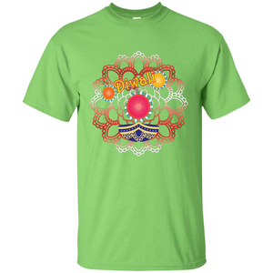 Diwali T-shirt Vibrant Rangoli Lamp And Firecrackers Diwali Tshirt