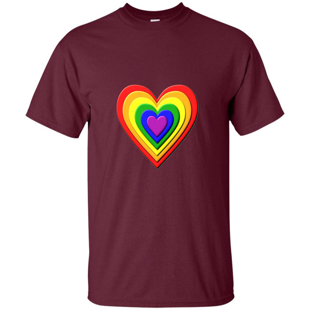 LGBT T-shirt Rainbow Heart T-shirt Maroon