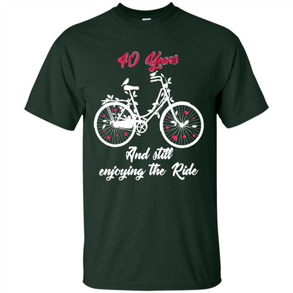 Anniversary T-shirt 40 Years And Still Enjoying The Ride Forest Green