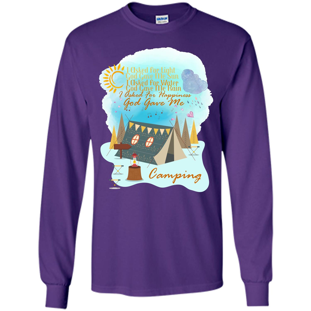 Camping T-shirt I Asked For Happiness God Gave Me Camping Purple