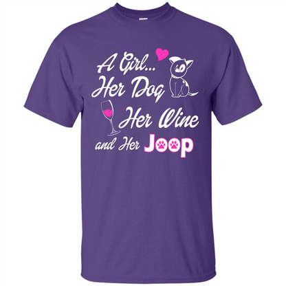Dog T-shirt A Girl Her Dog Her Wine And Her Joop T-shirt Purple