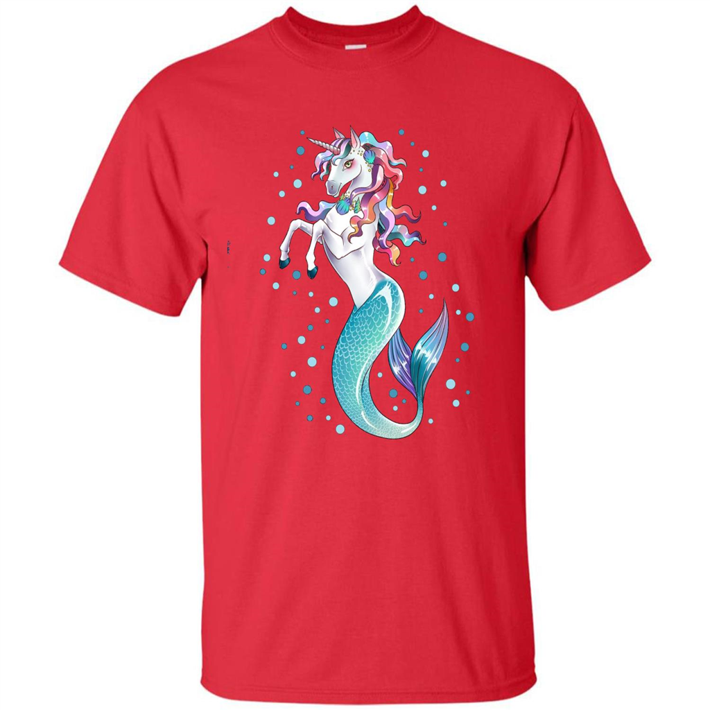 Unicorn Mermaid Mermicorn Cute T-Shirt Red