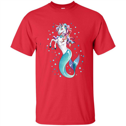 Unicorn Mermaid Mermicorn Cute T-Shirt Red