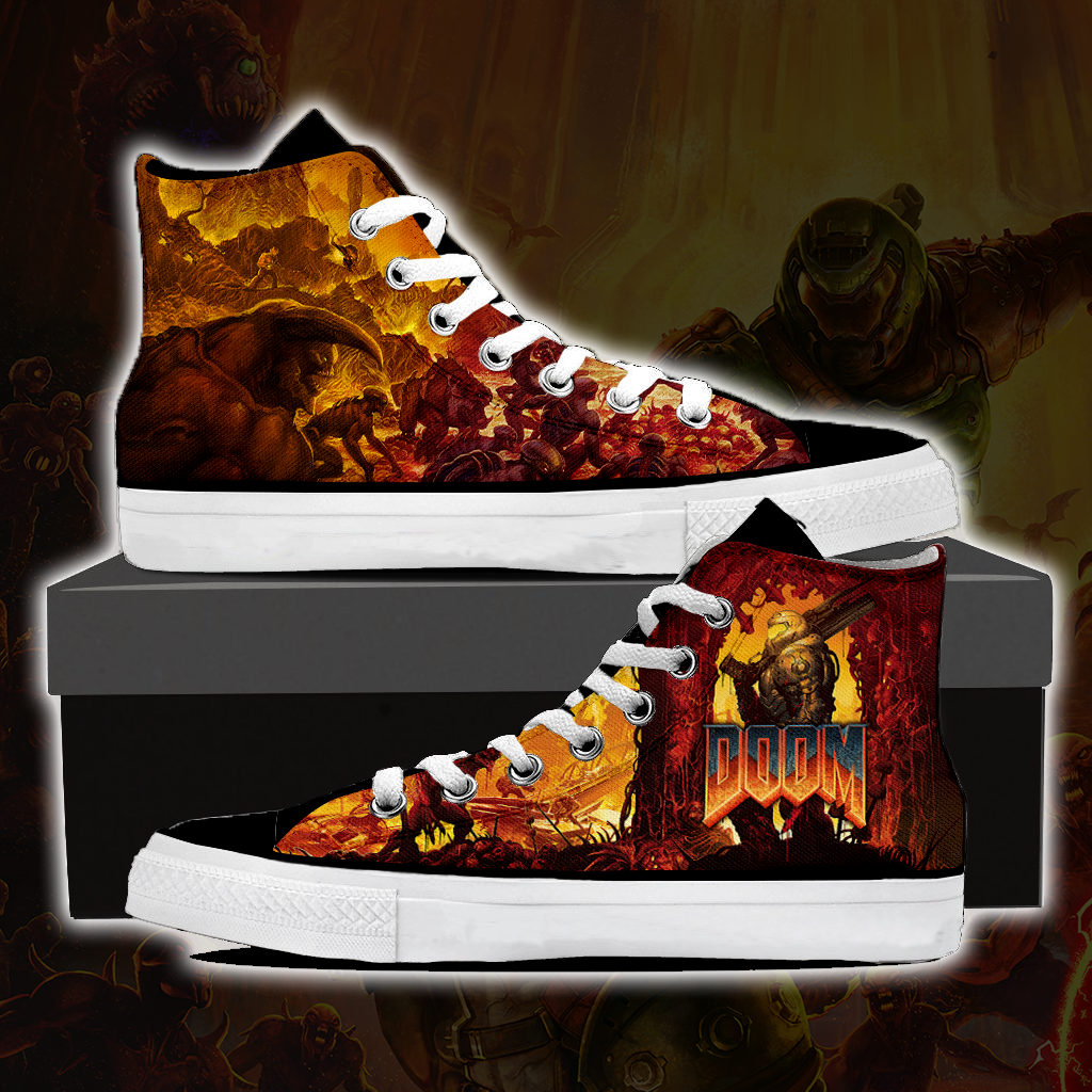 Doom High Top Canvas Shoes White