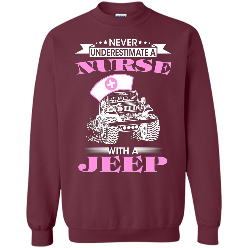 Never Underestimate A Nurse With A Jeep T-shirt Maroon