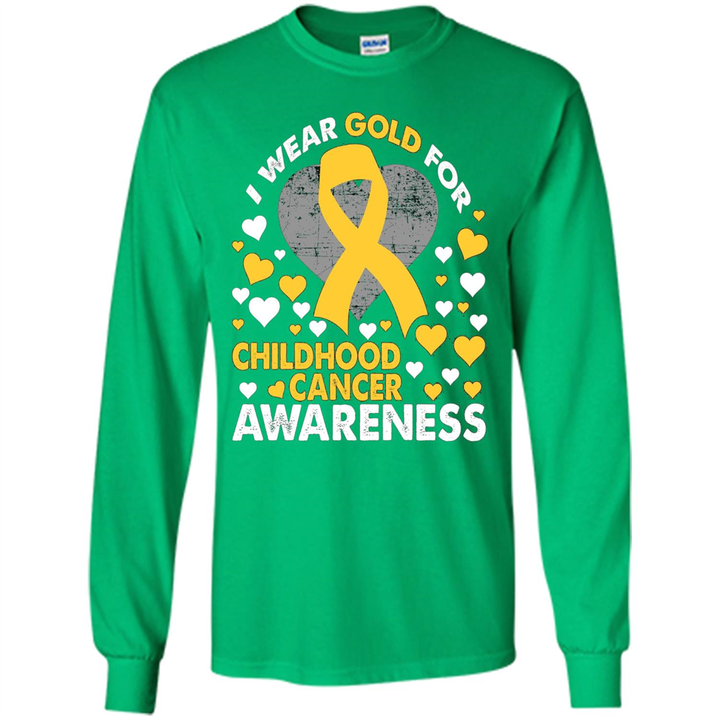 I Wear Gold For Childhood Cancer Awareness T-shirt Irish Green