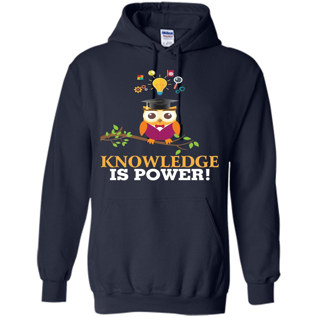 Knowledge is Power T-Shirt Cute Owl Teacher Student T-shirt Navy