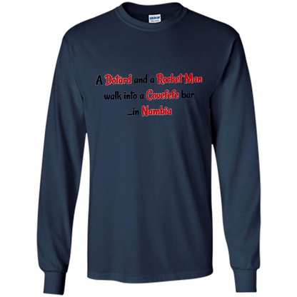 Dotard and Rocket Man T-shirt Walk Into A Covefefe Bar Navy
