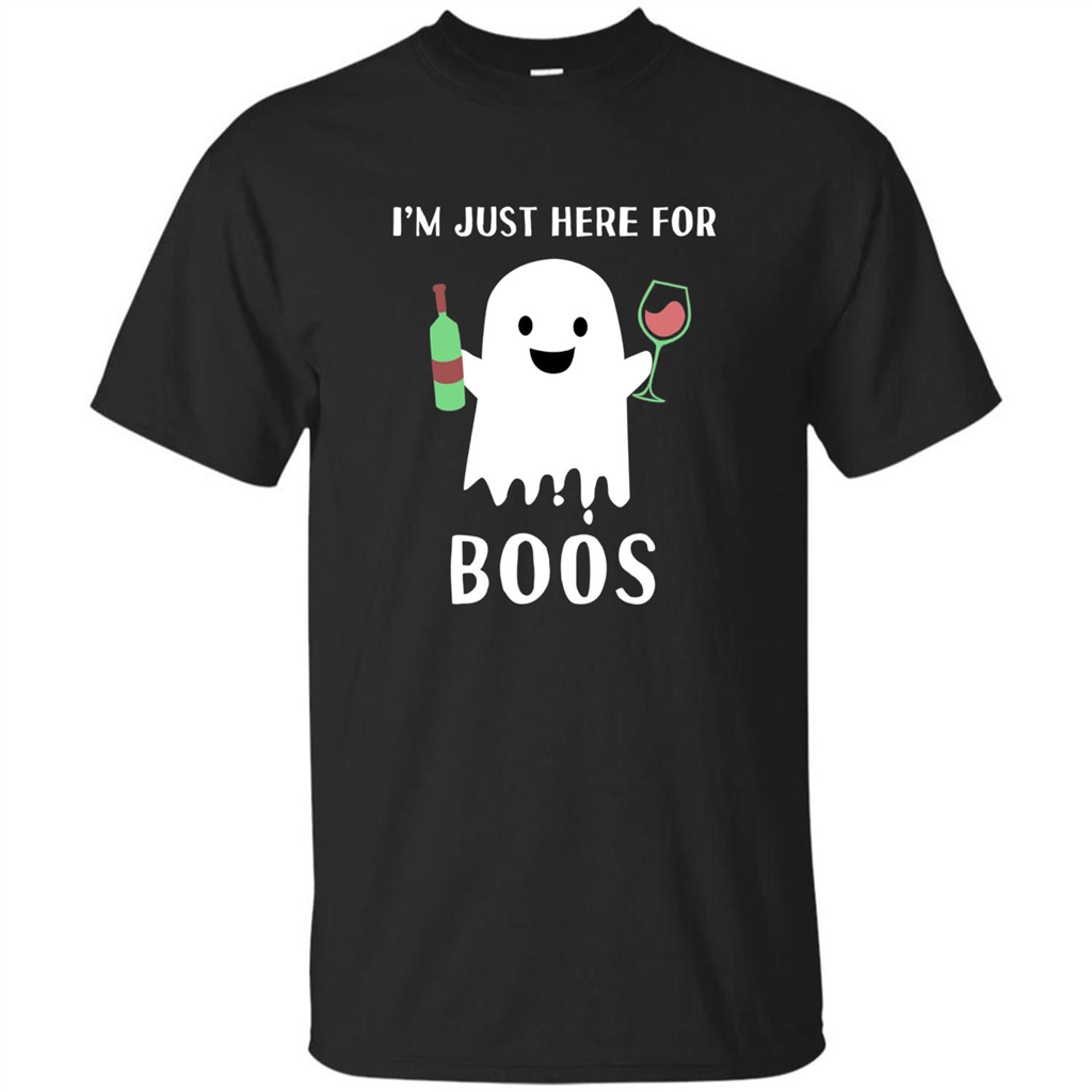 I'm Just Here For Boos T-shirt Funny Halloween Wine for Adults Black
