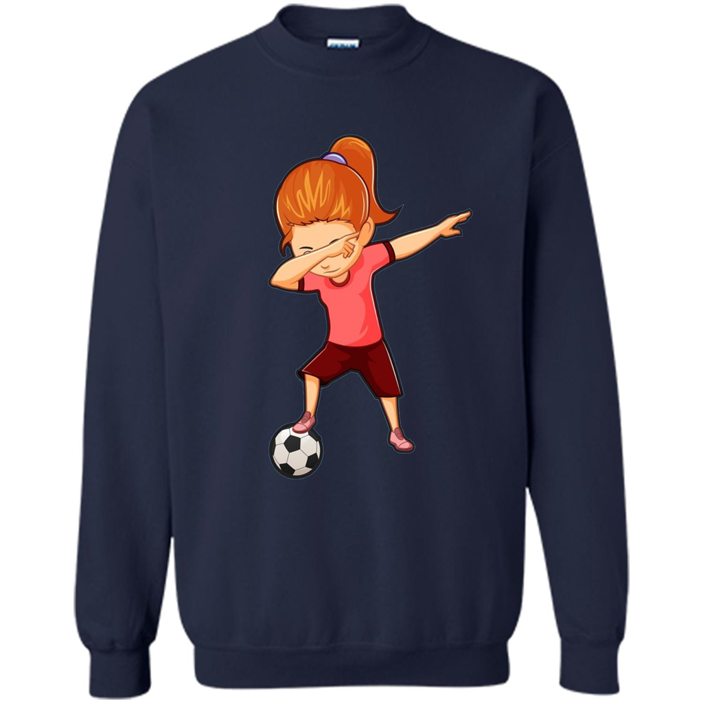 Soccer T-shirt For Girls Funny Dabbing Dab Dance Soccer Ball Navy