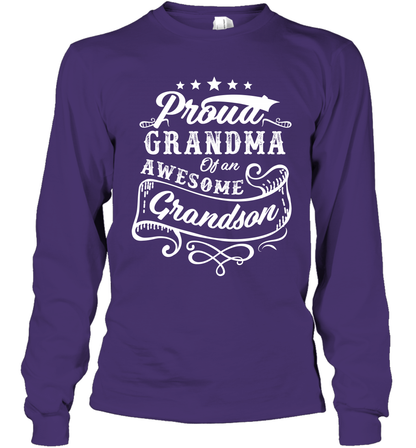 Proud Grandma Of An Awesome Grandson Shirt Long Sleeve T-Shirt Long Sleeve T-Shirt Purple