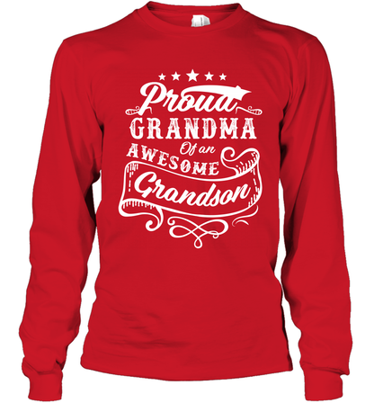 Proud Grandma Of An Awesome Grandson Shirt Long Sleeve T-Shirt Long Sleeve T-Shirt Red