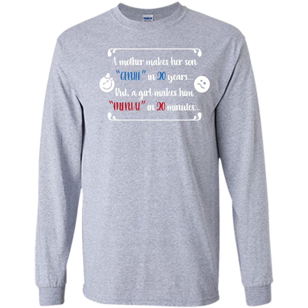 Funny T-shirt A Girl Makes Him Mental In 20 Minuutes Sport Grey