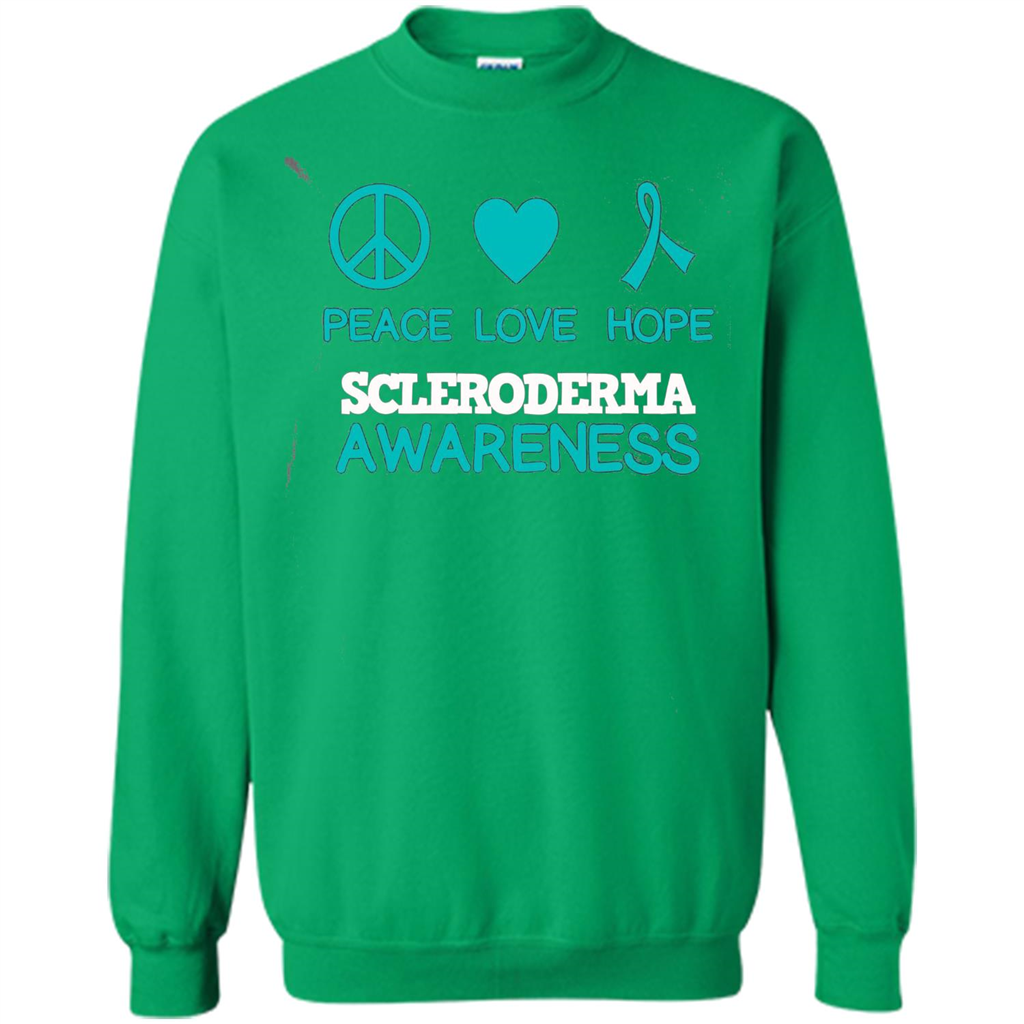 Scleroderma Awareness Ribbon Support T-shirt Peace Love Hope T-shirt Irish Green
