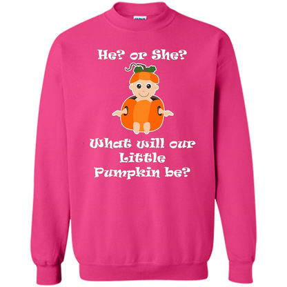 He Or She What Will Little Pumpkin Be Baby Shower T-shirt Heliconia