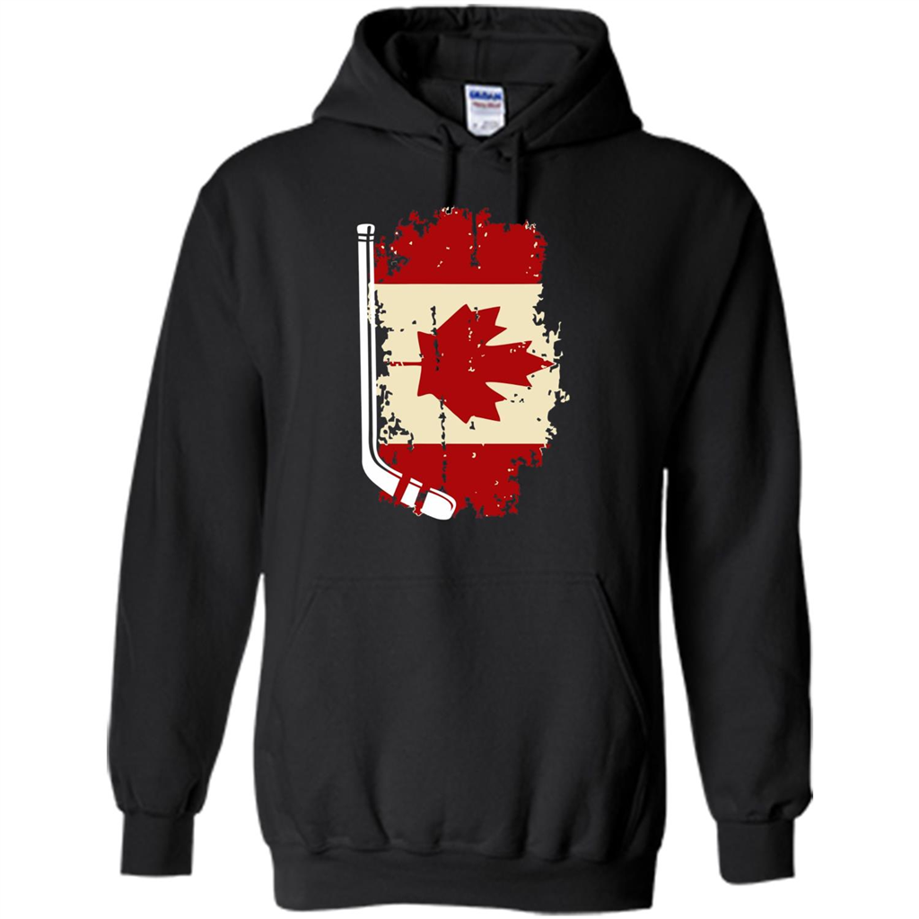 Canada Hockey Funny T-Shirt Canada Hockey Flag T-shirt Black