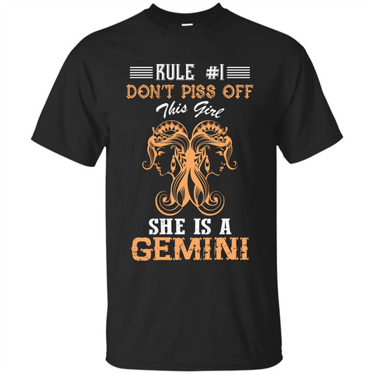 Gemini T-shirt Rule Dont Piss Off This Girl T-shirt Black