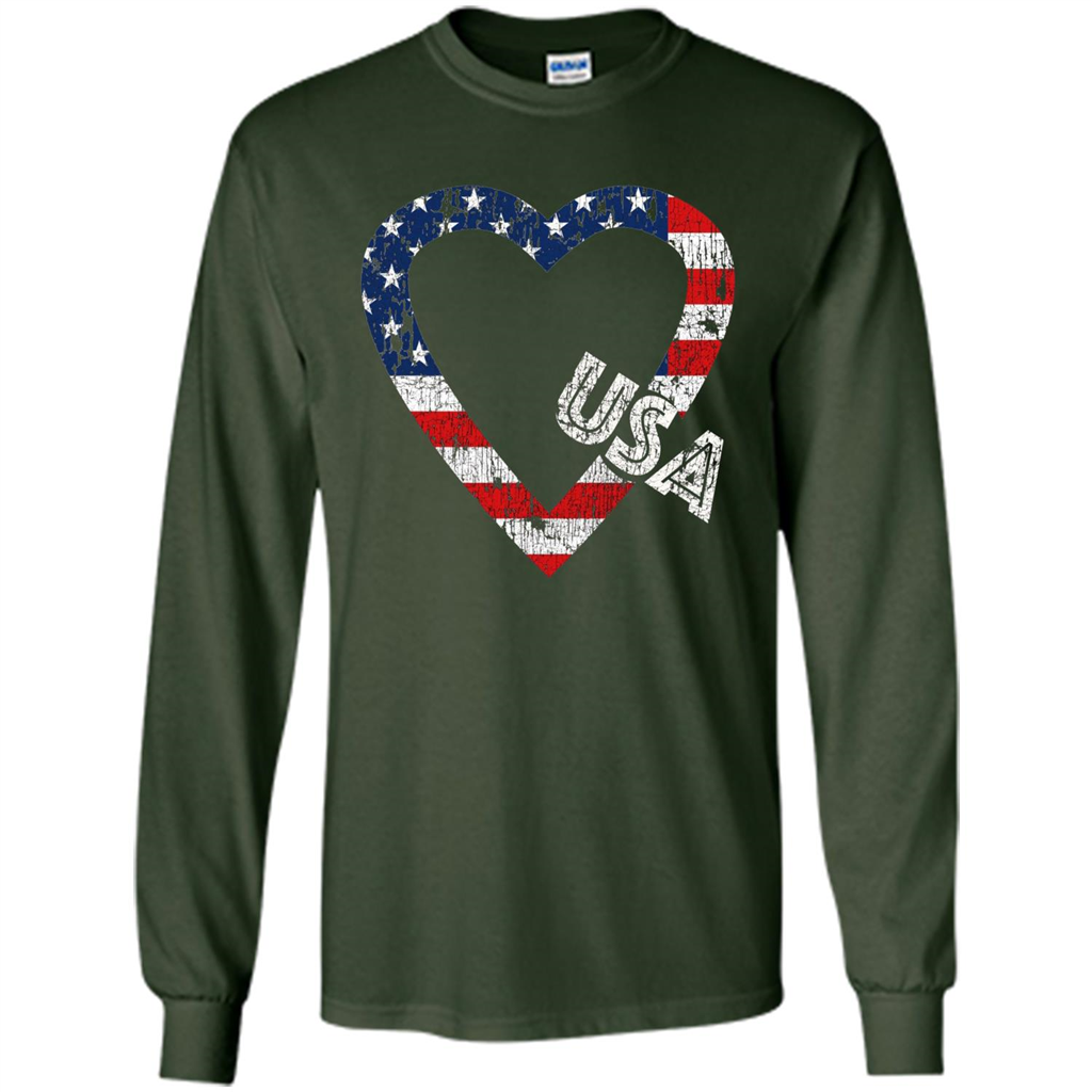 Independence Day T-shirt Love USA Forest Green
