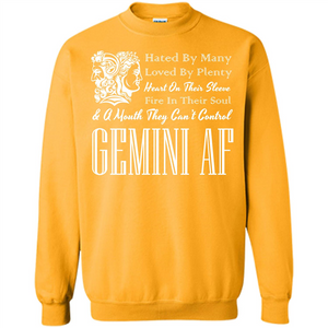 Gemini Af T-shirt Hated By Many Loved By Plenty Heart On Thier Sleeve Fire In Thier Soul A Mouth They Can't  Control