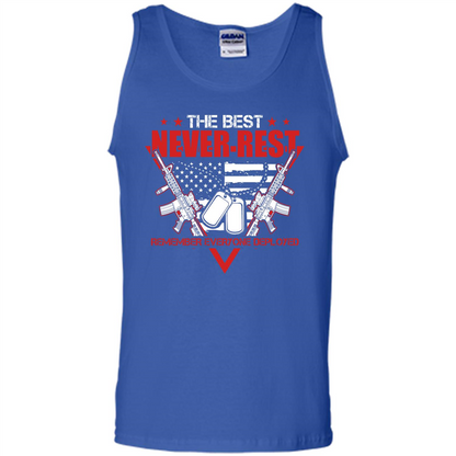 Military T-shirt RED The Best Never Rest Remember Everyone Deployed Royal