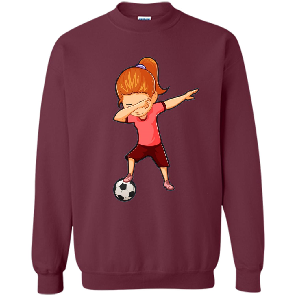 Soccer T-shirt For Girls Funny Dabbing Dab Dance Soccer Ball Maroon