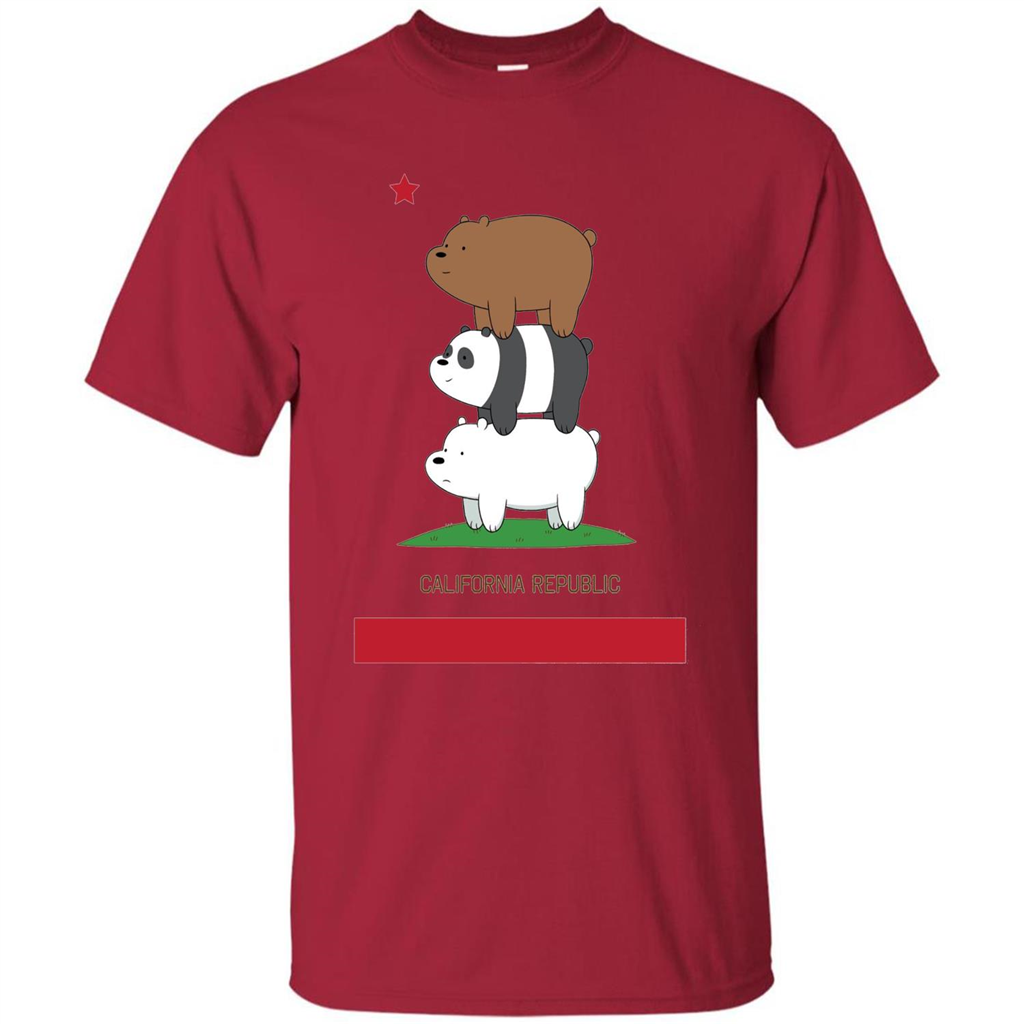 CN We Bare Bears California Flag Stack T-shirt Cardinal