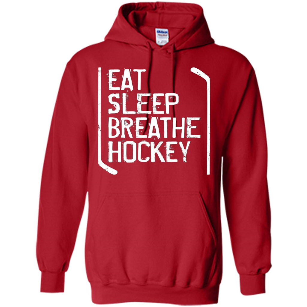 Funny Hockey T-shirt Eat Sleep Breathe Hockey T-Shirt Red
