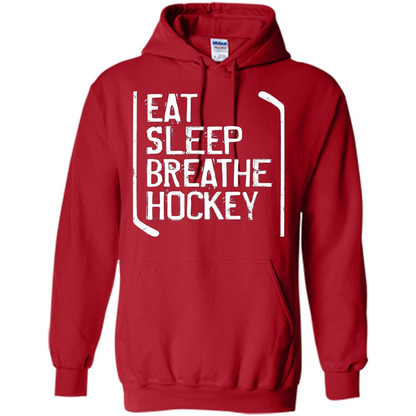 Funny Hockey T-shirt Eat Sleep Breathe Hockey T-Shirt Red